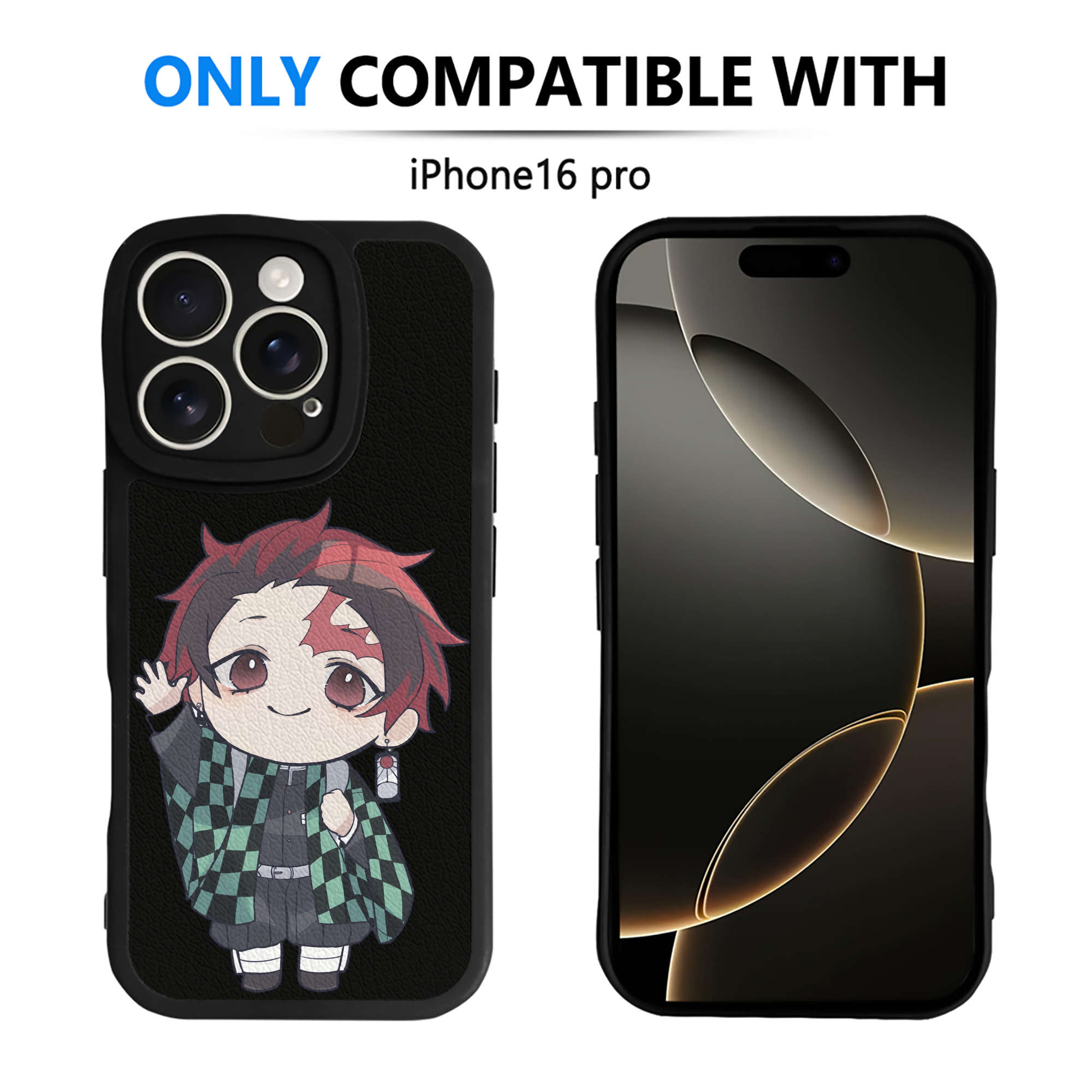 （画像用） 鬼滅の刃 竈門 炭治郎／かまど たんじろう Kamado Tanjirou 【iPhone 16シリーズ対応】シリコンスマホケース（レザー調） 材質：シリコン